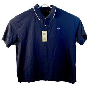 Dockers Mens Short Sleeve Perfect Performance Polo Navy w White Trim 2XL NEW
